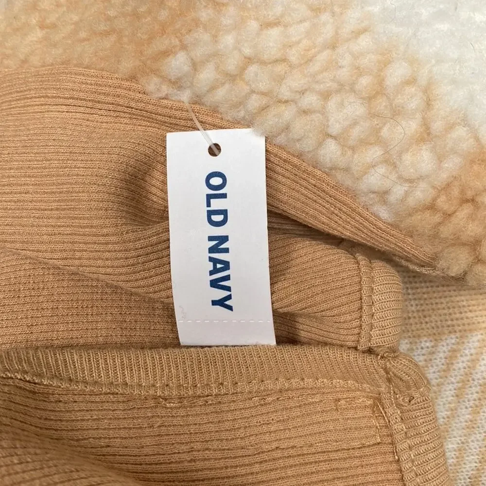Old Navy Rib-Paneled Gingham Sherpa Jacket